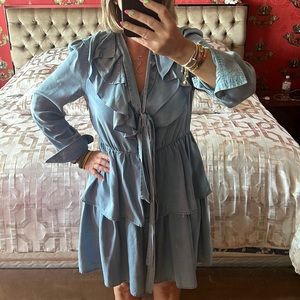 Sonia Rykiel Paris ruffled denim dress 42 FR - US8